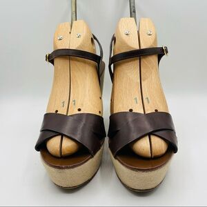 J. Crew Brown Leather Wedge Sandals